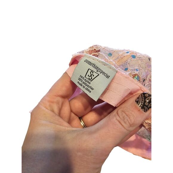 Vintage Y2K Something Special Womens Baseball Hat All Over Pink Lace - Picture 4 of 5